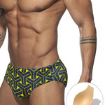 Men's 3D Pouch Printed Fitness Swim Briefs