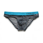 3 Pack Men's Low-Waist Sexy Big Mesh Breathable Transparent Sports Briefs