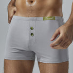 2 Pack Men's Premium Cotton Lightweight & Airy Button Fly Comfy Waistband Trunks