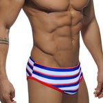 Men's Blue & White Striped Comfy Waistband Swim Briefs
