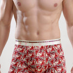 Men's Ice Silk Sexy Breathable Printed Boxers Briefs