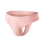 2 Pack Men's Ribbed Low-Rise Support Thongs with U-Shape Pouch