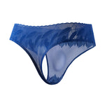 4 Pack Men's High-Stretch & Low-Rise Lace Trim Large Pouch Thongs