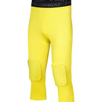 Men's High-Elasticity Impact Protection Hex Knee Guard Activewear Tights
