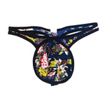 3 Pack Men's Low-Rise Breathable Ice Silk Print Sexy U-Pouch Thongs