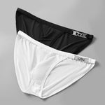 2 Pack Men's U-Shaped Pouch Low-Rise Metal-Clasp Thin Briefs
