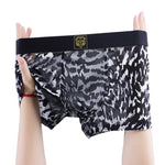 3 Pack Men's Leopard Print Antibacterial Skin-Friendly Trunks