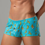 2 Pack Men's Low-Rise Cotton Boxer Shorts with Playful Print