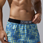 2 Pack Men's Trendy Plaid Odor-Control Seamless Comfort Boxer Shorts
