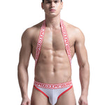 Men's Sexy Mesh U-convex Large Pouch Breathable Vest One-piece Suspender T-back