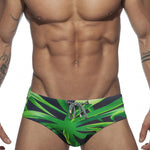 Men's Green Leaf Print Beach Bikini