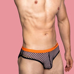 3 Pack Men's Low-Waist Sexy Big Mesh Breathable Transparent Sports Briefs