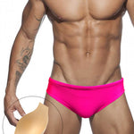 Men's Seamless Comfort Solid Color Shiny Swim Briefs