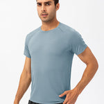 Men's Comfortable Round Collar Breathable Fitness Short Sleeve
