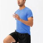 Men's Comfortable Round Collar Breathable Fitness Short Sleeve