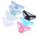 3 Pack Men's Ultra-Thin Camo U-Pouch High-Rise Mesh Breathable Bikinis