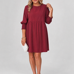 Corinne | Long Sleeve Smocked Cuffs Mini Dress
