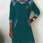 Alexa | Cozy Contrast Hooded Dress