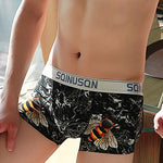 4 Pack Men's Ice Silk Bold Prints Lightweight & Airy Mid-Rise Trunks