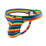 3 Pack Men's Low Rise Breathable Rainbow Sports Striped Thongs