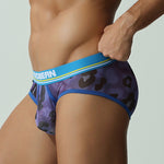 2 Pack Men's Leopard print Sexy Anti-Chafing Comfy Waistband Sporty Cut Bikini