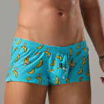 2 Pack Men's Low-Rise Cotton Boxer Shorts with Playful Print