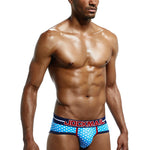 2 Pack Men's Sexy Star Print Low-Rise Breathable Comfort Trendy Briefs & Jockstrap