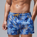Men's Plaid Patterned Lightweight & Airy Sporty Cut Board Shorts