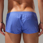 2 Pack Men's Fashionable Cotton Lounge Shorts with Stripe Patchwork