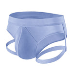 2 Pack Men's Low-Rise Support Pouch Briefs with Anti-Slip Thigh Straps