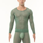 Men's Ultra-Thin Ice Silk Sheer Sensual Seamless Activewear Tops & Tights