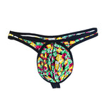 3 Pack Men's Low-Rise Breathable Ice Silk Print Sexy U-Pouch Thongs