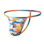 4 Pack Men's Low Rise Fashion Mesh Rainbow Camo Print Thongs