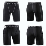 3 Pack Men's Side Pockets & High-Elasticity Compression Activewear Tights
