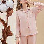 Double-layered Crepe 100% Cotton Solid Color Couple Pajamas Set