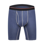 2 Pack Men's Long High Waist Cotton Sports Anti-friction Leg Boxer Briefs