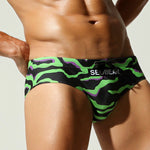 Men's Breathable Tiger Print Beach Vacation Swim Briefs