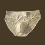 3 Pack Men's Ice Silk 10A Cooling Camellia Satin Lace Briefs