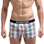 2 Pack Men's Trendy Plaid Design Zero-Irritation Cooling Airflow Supportive Boxers Shorts