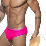 Men's Seamless Comfort Solid Color Shiny Swim Briefs