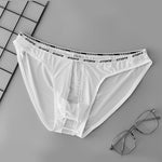 2 Pack Men's Low-Rise Sporty Ice-Silk Bikini with Mesh Front and U-Contour Pouch