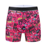 4 Pack Men's Graffiti Cartoon Print Skin-Friendly Mid-Rise Boxer Briefs