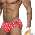 Men's 3D Pouch Printed Fitness Swim Briefs