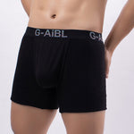 2 Pack Men's Solid Color Bullet Separated U-Pocket Plush Boxer Briefs