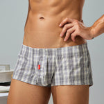 2 Pack Men's Pure Cotton Plaid Boxer Shorts with Button Fly