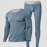 Men's Seamless Double-sided Round Neck Thermal Underwear Set