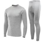 Men's Pure Cotton Mid-Neck Thin Base-Layer Seamless Comfort Thermal Sets