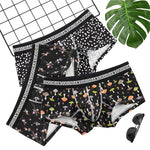 3 Pack Men's Floral Print U-Pouch Slim-Fit Breathable Cotton Trunks