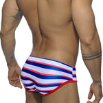 Men's Blue & White Striped Comfy Waistband Swim Briefs