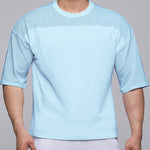Men's Stretchy Breathable Mesh Short-Sleeve Shirt Sports Running Casual Top T-Shirt
